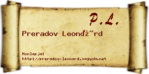 Preradov Leonárd névjegykártya